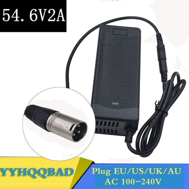 NQYW Lithium-Ionen Ladegerät für 48 V Elektrofahrrad-Akkus, 54,6 V 2 A, Schwarz, mit Barrel-Plug Anschluss - Bild 1