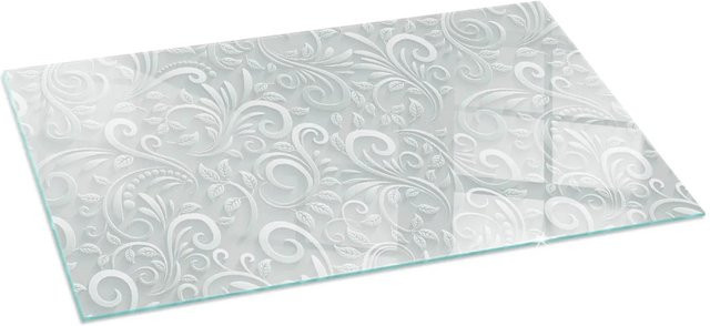 Tulup Glasplatte für Kamin mit Pflanzenmuster in Grau, B/T/H: 140 x 70 cm - Bild 1
