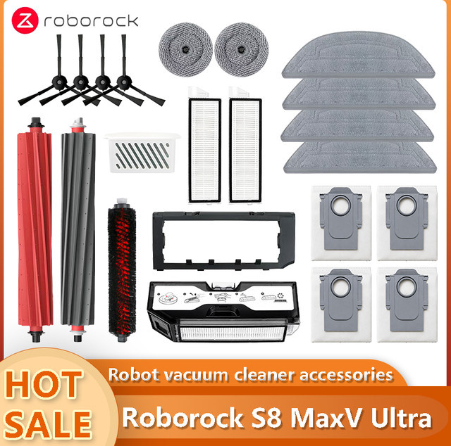 Roborock S8 MaxV Ultra Roboterstaubsauger Zubehör Set mit Staubbeuteln, Hauptbürste, Seitenbürsten, Hepa-Filtern und Wischtüchern - Bild 1