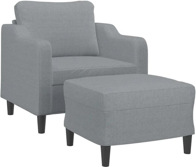vidaXL Sessel mit Hocker in Hellgrau aus Stoff mit modernem Design - Bild 1