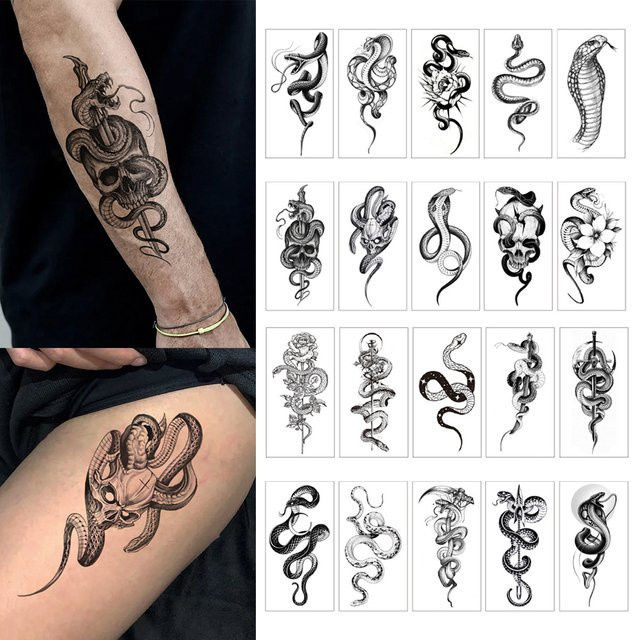 YOEMTAT Temporäre Tattoo Aufkleber, 10 Stück, Schwarz, Unisex - Bild 1