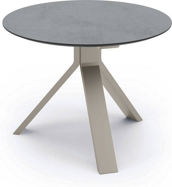 Stern Beistelltisch Freddie in Greige mit Aluminiumgestell und Zement-Optik, Durchmesser: 55 cm - Bild 1
