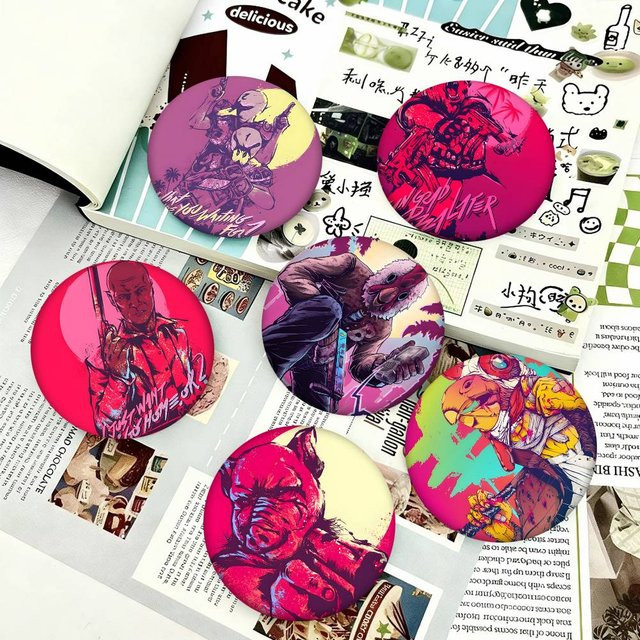 Broschen H-Hotline M-Miami Action Game Cartoon-Stil, Emaille-Pins - Bild 1