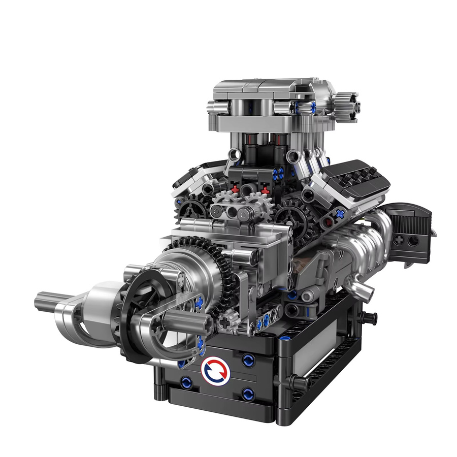 Wishiot V8 Motor Bausteine Set mit 660 Teilen, DIY MOC Technologie Modellbau für RC Autos, Mehrfarbig - Bild 4
