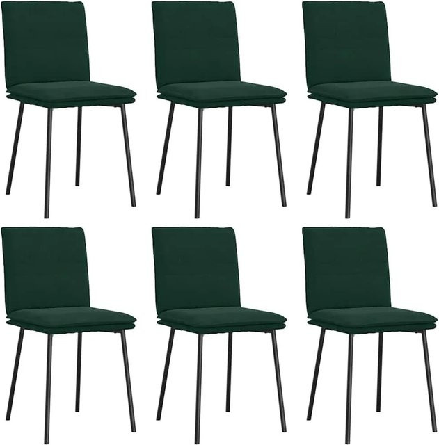 DELUKE Esszimmerstühle VERA 6er Set Polsterstühle aus Samt in Dunkelgrün mit Metallbeinen, Breite: 54 cm, Tiefe: 47 cm, Höhe: 83 cm - Bild 1