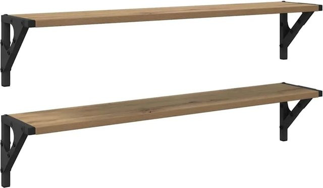 vidaXL Wandregale 2er Set Artisan-Eiche, Farbe Braun, B/T/H: 80 x 15 x 15,5 cm - Bild 1
