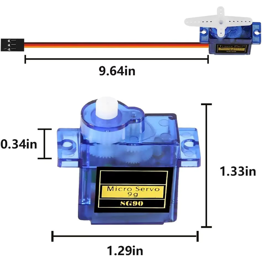 AOKIN 6er Set SG90 9g Micro-Servomotoren mit Kunststoffgetriebe und 180-Grad-Rotation in Blau für Arduino, RC-Autos und Flugzeuge - Bild 3