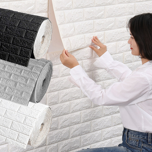 Wasserdichte 3D Wandtapete in Ziegeloptik als selbstklebender Wandaufkleber für Küche, Schlafzimmer und Wohnzimmer von ctzsoop - Bild 1