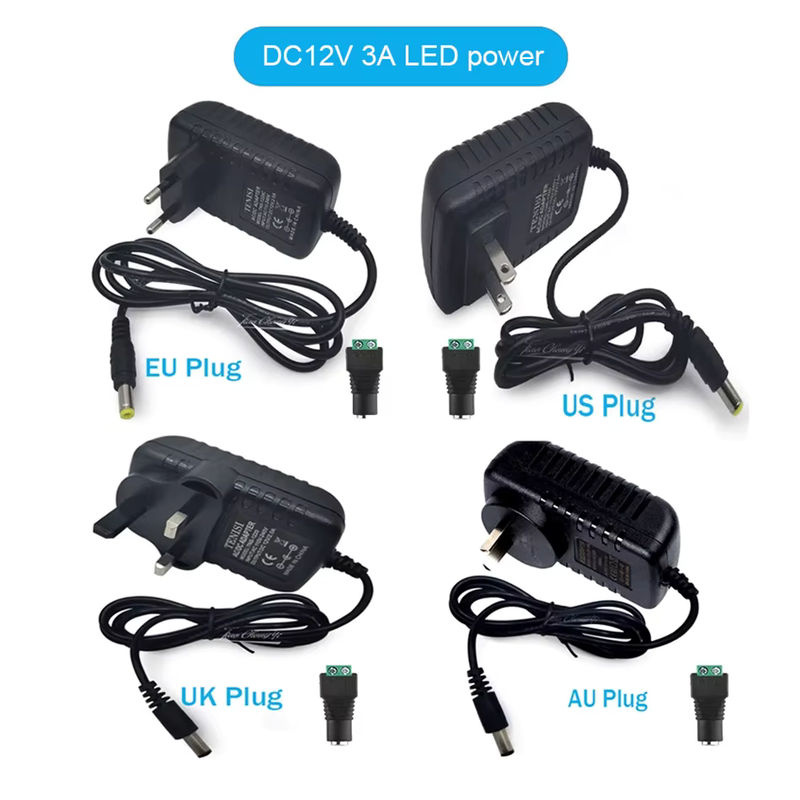 TiaoChongYi Netzteil Adapter 36W 12V 3A AC zu DC Stromversorgung für LED Streifen und Beleuchtung mit EU US UK AU Stecker - Bild 2