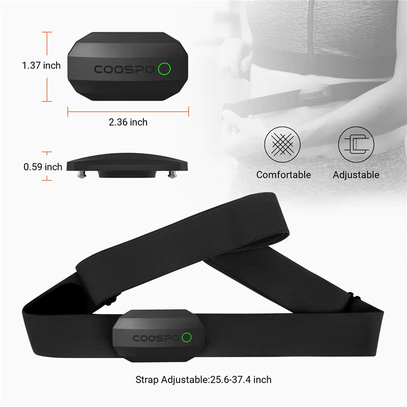 COOSPO H808S Herzfrequenzsensor Brustgurt HRM Monitor mit ANT+ und Bluetooth in Schwarz - Bild 3