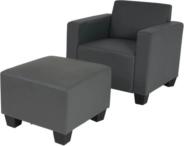 MCW Moncalieri Modular Sessel Loungesessel mit Ottomane aus Kunstleder in Dunkelgrau - Bild 2