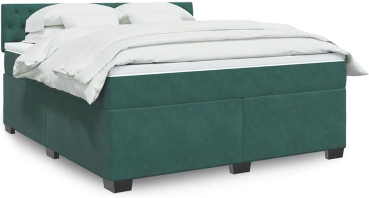 Vidaxl Boxspringbett mit Matratze aus Samt in Grün, B/T/H: 180 x 200 x 100,5 cm - Bild 1