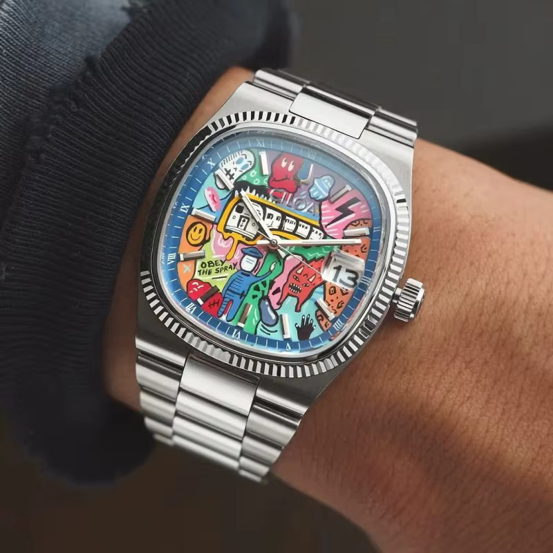 CILOA Armbanduhr, Automatik, Edelstahl, eckig, Silber, Herren - Bild 2