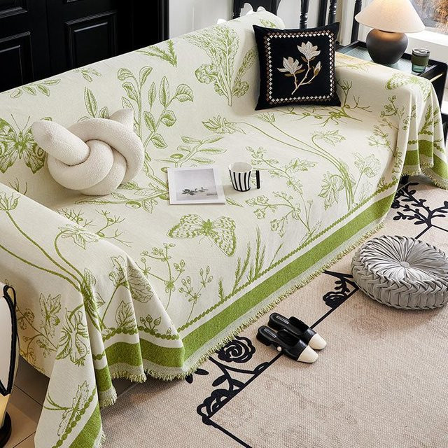 Retro Französischer Sofabezug aus Chenille mit Jacquard-Muster, Universal Vollbezug für dein Sofa, B/B: 180 x 130 cm - Bild 1