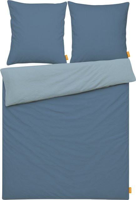 EMMA Bettwäsche Set aus Baumwolle in Blau, King/Extra-Large, B/H: 200 x 220 cm mit 2 Kissenbezügen (80 x 80 cm) - Bild 1