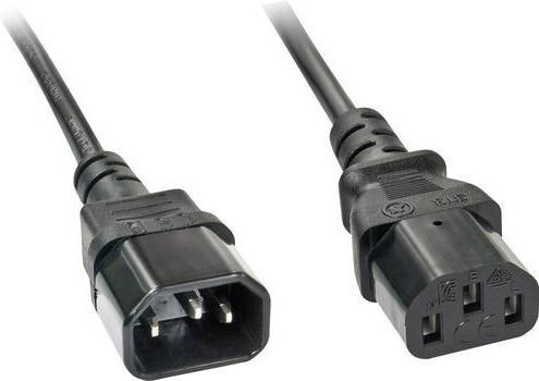 Lindy Strom Verlängerungskabel Deluxe Schwarz mit 1x Kaltgeräte-Stecker C13 und 1x Kaltgeräte-Buchse C14, Länge: 5,00 m - Bild 1