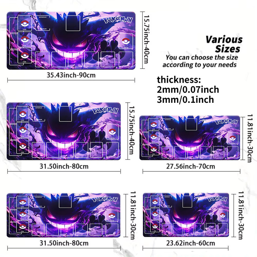 Potdemiel Pokémon Gengar Dark Style TCG Spielmatte mit Zonen, rutschfeste Kartenspielmatte - Bild 5