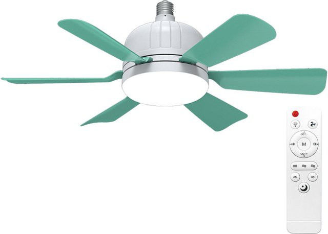 Igeteck Deckenventilator mit Licht in Weiß und Blau, moderner runder Ventilator mit sechs abnehmbaren Lüfterblättern und einstellbarer Farbtemperatur (3000 K-6500 K) - Bild 1