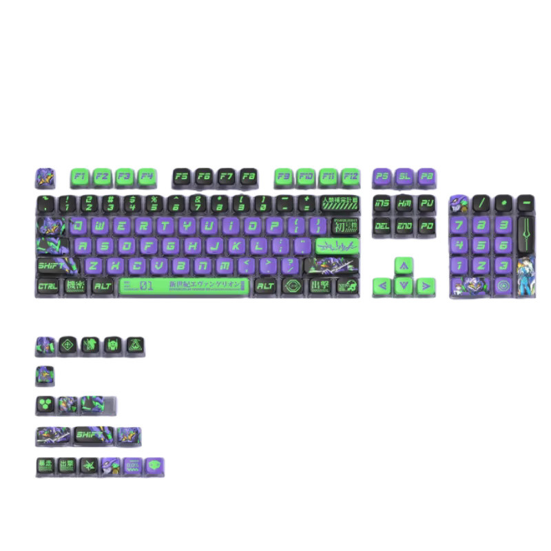 Bandai Neon Genesis Evangelion Tastaturkappen aus transparentem PBT mit Thermosublimation im Anime-Design, Multicolour - Bild 7