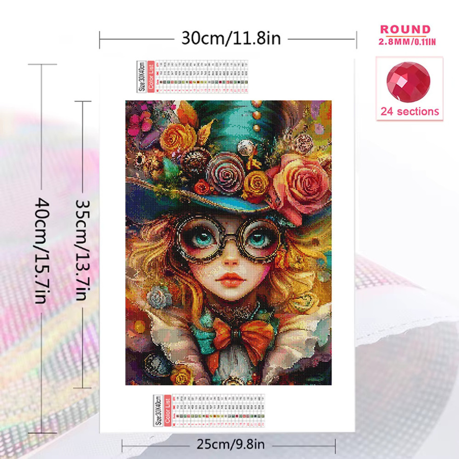 Evershine DIY Diamantmalerei Set 5D Strass-Stickerei Mädchen mit floralem Motiv in Multicolour, B/H: 30 x 30 cm - Bild 2