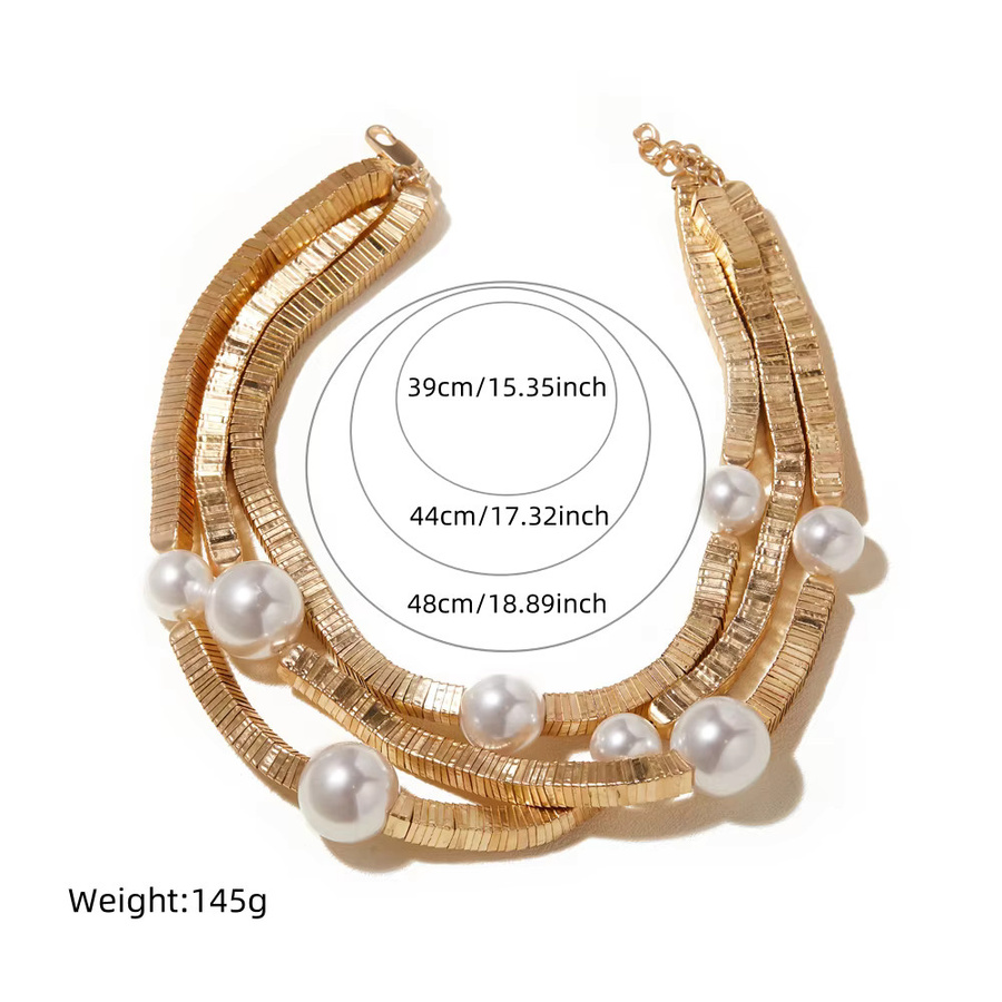 LESHORE Halskette, Perle, Gold, Damen - Bild 3