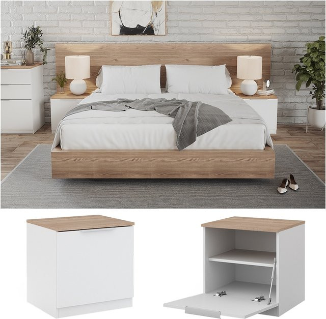 Vicco Nachttisch Betti 2er-Set Weiß, B/T/H: 50 x 50 x 50 cm - Bild 1
