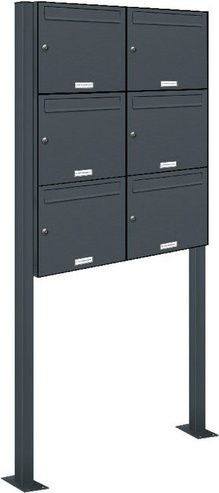 AL Briefkasten-System für 6 Parteien, freistehend, grau, B/H/T: 153,1 x 170,0 x 11,6 cm - Bild 1
