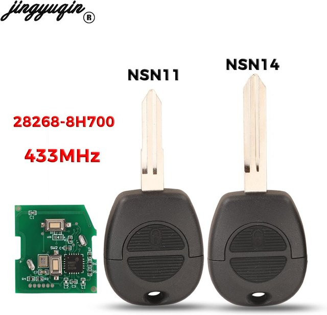 Jingyuqin 2BT Auto Fernbedienung Schlüssel Fob für Nissan Patrol Navara X-Trail Serena Primera Micra Almera, 433 MHz, Schwarz, ohne Chip - Bild 1