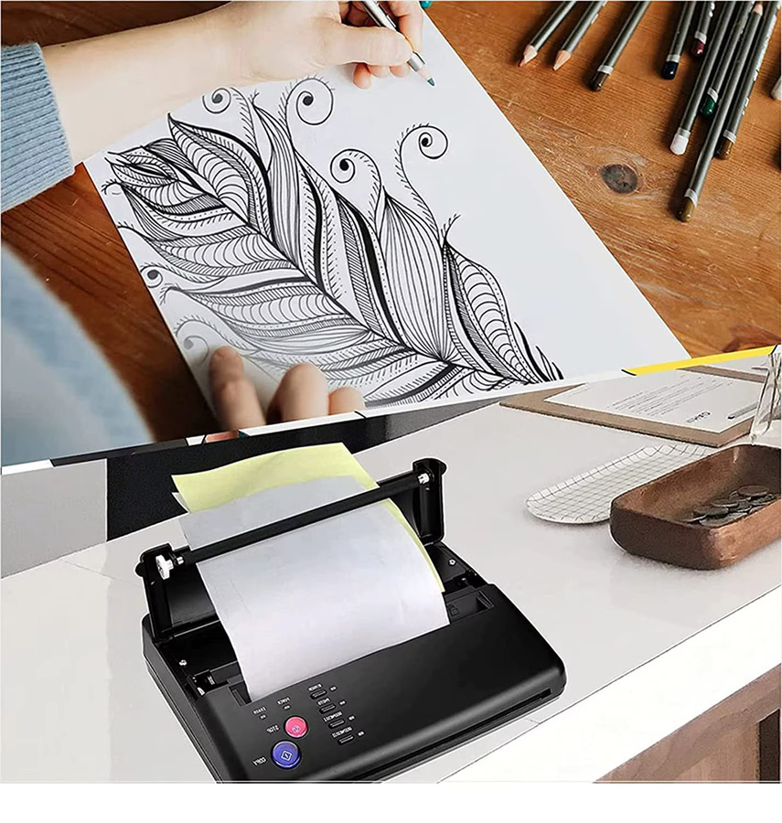 YUELONG Tattoo-Transferpapier A4-Format, 150 Stück, Weiß, Tattoo-Schablonenpapier für Tattoo-Transfermaschinen und professionelles Tattoo-Zubehör - Bild 6