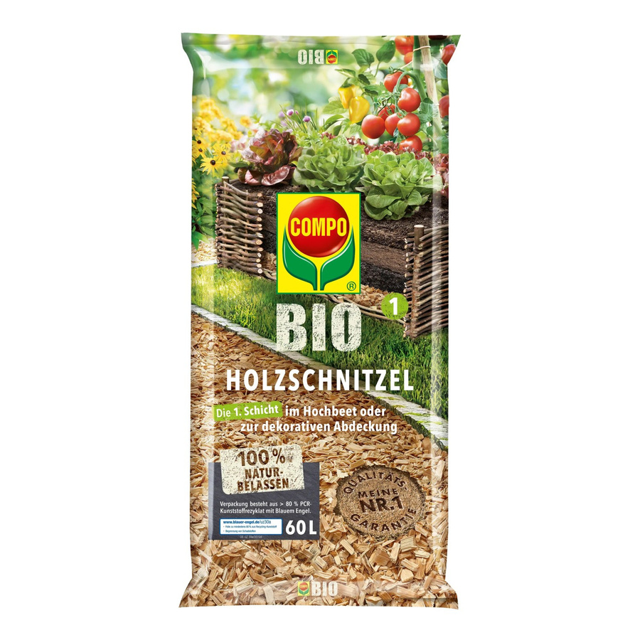 Compo Bio Holzschnitzel aus Nadelholz in Braun für Gartenanlagen, Rabatten und Hochbeete - Bild 2