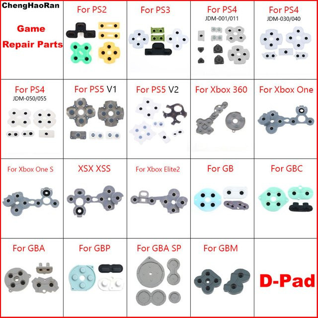 ChengHaoRan Silikon Leitfähige Gummi Pads für PS2 PS3 PS4 PS5 und Xbox One/360 Controller sowie GB GBA GBC D-Pad Kontakt Tasten Set - Bild 1