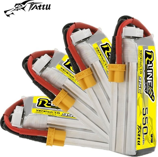 Tattu R-Line 1.0 Lipo-Akku 11,1 V 550 mAh 95 C für RC-Helikopter, Quadrocopter und FPV-Renndrohnen - Bild 1