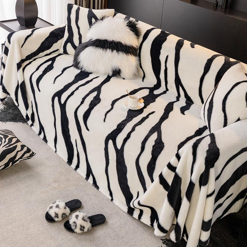 Hochwertige Plüsch-Winterdecke mit Zebra-Print und Kaninchen-Design, rutschfest und verdickt, B/B: 180 x 130 cm - Bild 2