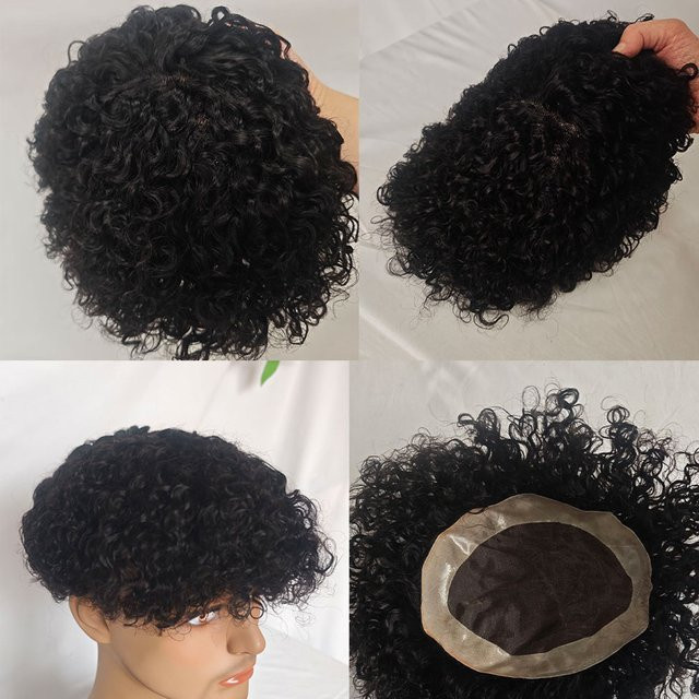 eseewigs Herren-Toupet aus Echthaar, Französische Spitze, Schwarz - Bild 1