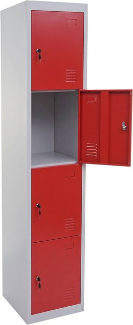 MCW Schließfach Preston T163 Schrank aus Metall in Rot, H x B x T: 180 x 38 x 45 cm - Bild 1