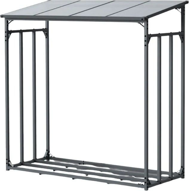 DELUKE Kaminholzregal Außen ELOS mit Dach aus Metall in Anthrazit, B/T/H: 182 x 70 x 185 cm - Bild 1