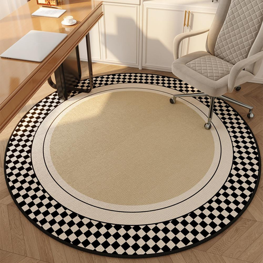 Runder Teppich BC-Warm Home in Beige im nordischen geometrischen Stil, rutschfest und waschbar, Durchmesser: 180 cm - Bild 1