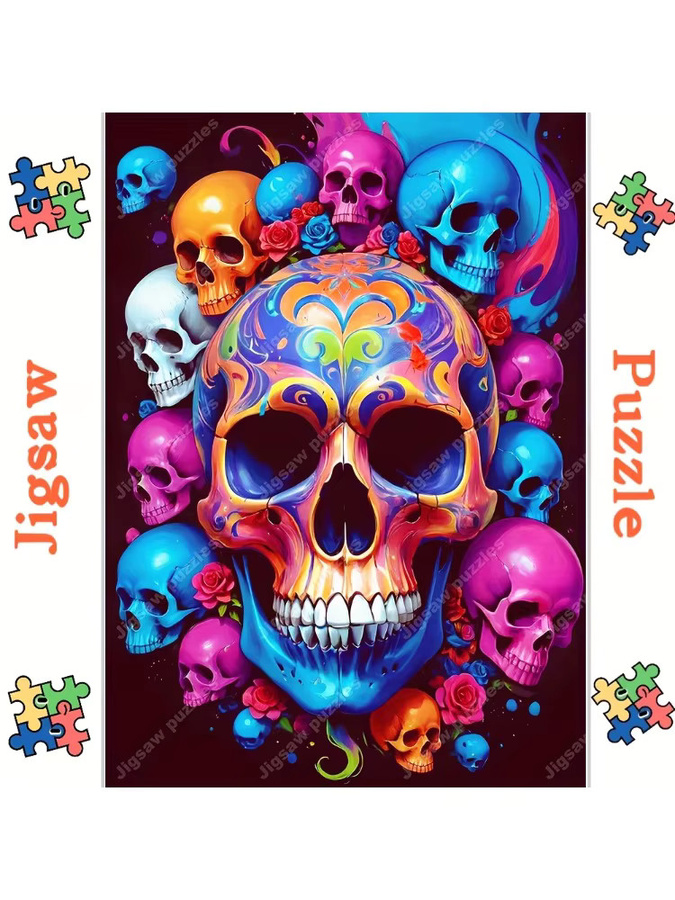 AZNM Puzzle, Tag der Toten Schädel-Design, Bunt / Mehrfarbig - Bild 5