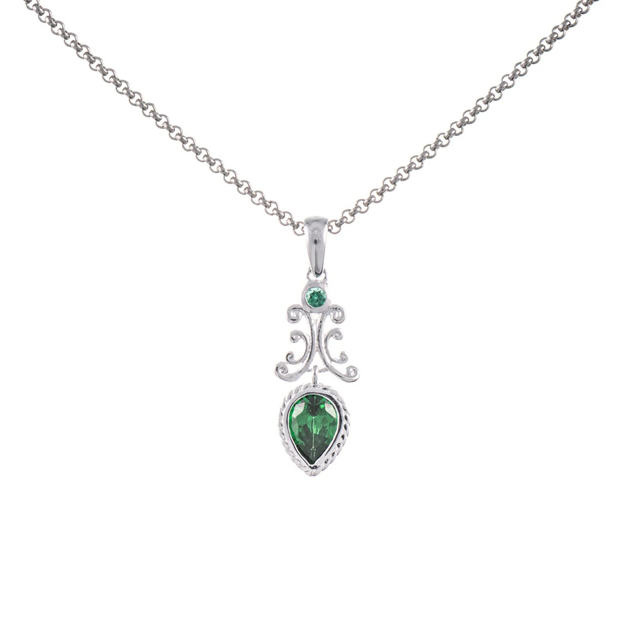 Anhänger mit Kette 925 Silber, Zirkonia, grün, Dirndl Funkeln - Bild 1