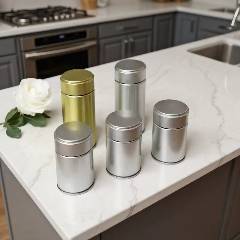 Luftdichter Teekanister aus Metall in Silber – Auslaufsicherer Vorratsbehälter für losen Tee, Teebeutel und Matcha-Pulver - Bild 1