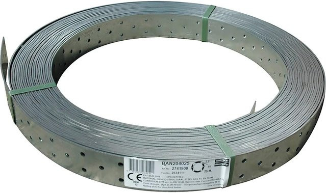 Simpson Windrispenband BAN aus feuerverzinktem Stahl, Farbe: Silber, Breite: 80 mm, Dicke: 2 mm, Länge: 25 m - Bild 1
