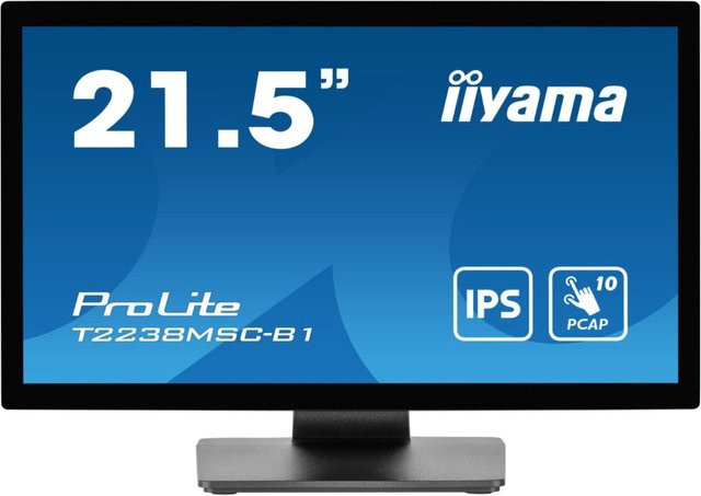 Iiyama ProLite T2238MSC-B1 Touchmonitor Full HD IPS mit USB-C, 54,6 cm (21,5 Zoll), Schwarz - Bild 1