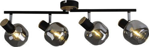 Näve Deckenleuchte Fumoso 4er Spot in Schwarz aus Metall und Glas mit E14 Fassung B/H/T: 80 x 20 x 10 cm - Bild 1