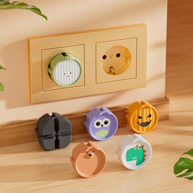 5er-Set Elektrische Steckdosenschutzhüllen im Cartoon-Design als Kindersicherung für europäische Steckdosen, Mehrfarbig - Bild 1