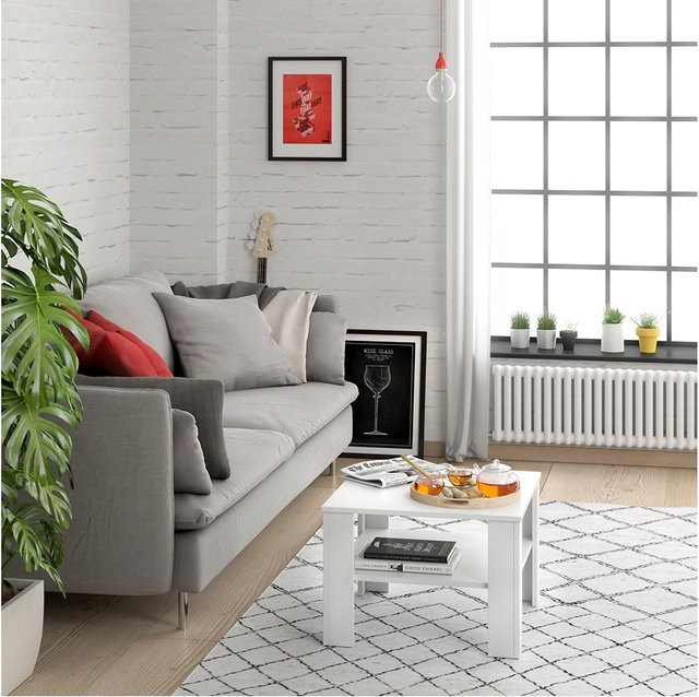 VICCO Couchtisch HOMER quadratisch Weiß B/T/H: 60 x 60 x 42 cm - Bild 1
