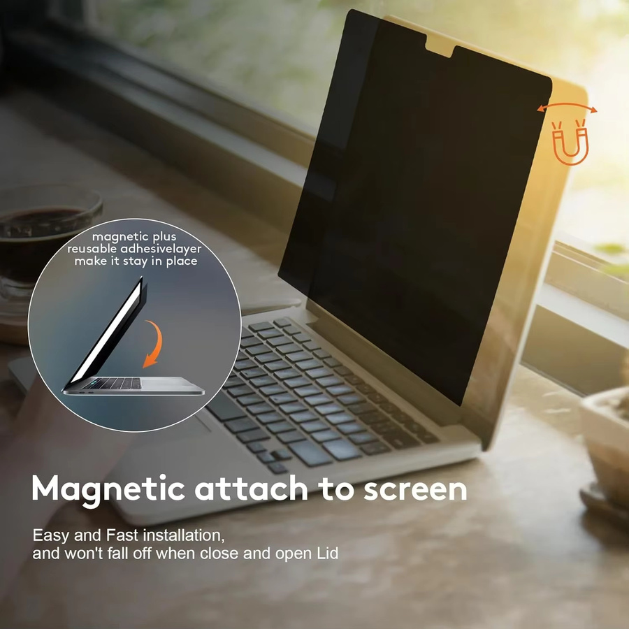 Magnetischer Anti-Spionage-Displayschutz für Macbook Pro 14, M4 und Air 13,6 Zoll, abnehmbare Schutzfolie für Tablet und Monitor, Schwarz - Bild 4