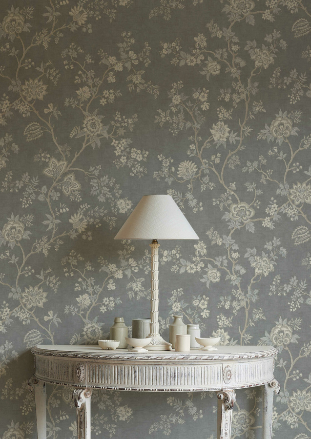 Lewis & Wood Tapete Indienne Storm in Grau mit floralem Botanical-Design - Bild 1