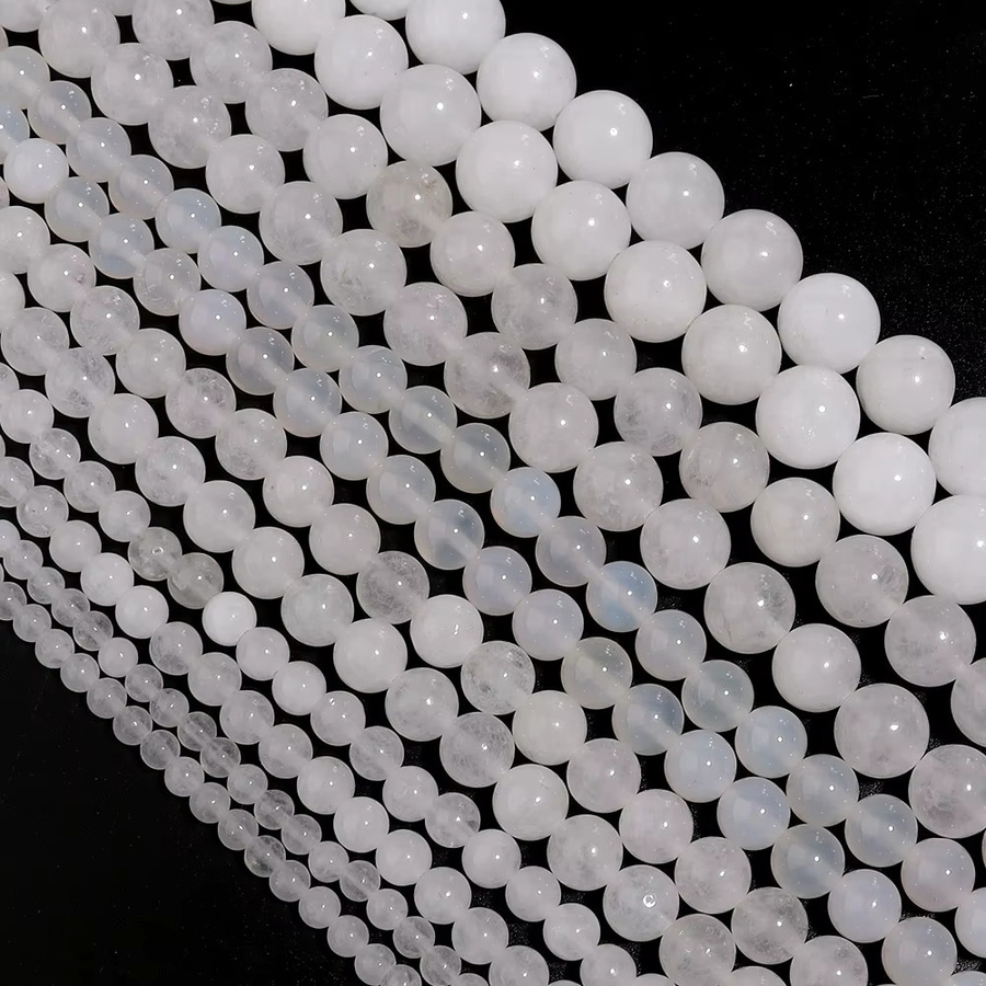 Perlen Chalcedon, Jade, weiß, rund - Bild 5