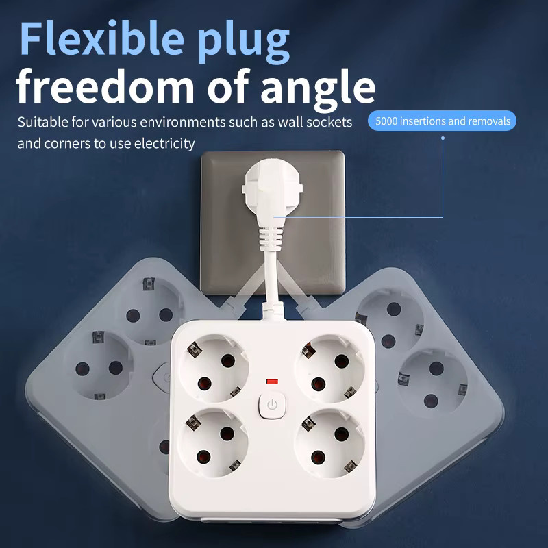 QNCX EU-Steckdosenleiste in Weiß mit 4 Steckdosen, 2 USB-Anschlüssen und 1 Typ-C-Anschluss inklusive Hauptschalter - Bild 2