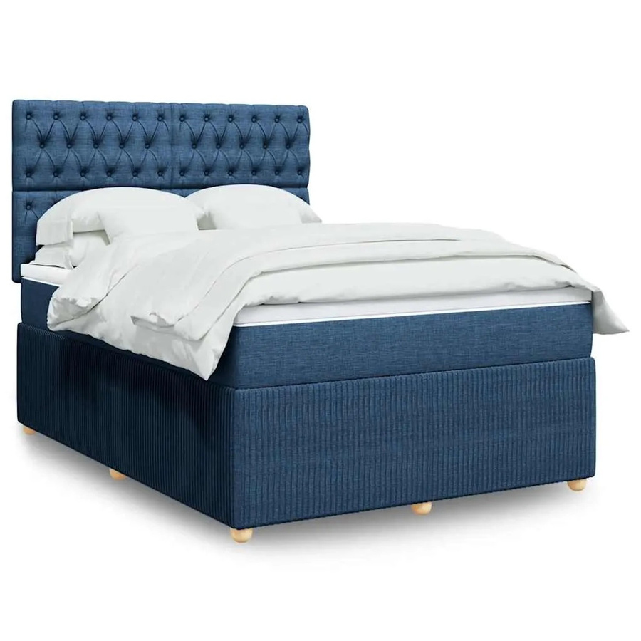 vidaXL Boxspringbett mit Matratze in Blau, Hybridbett mit Taschenfederkern und USB-Ladeport sowie Unterbettbeleuchtung, B/T: 140 x 200 cm - Bild 2